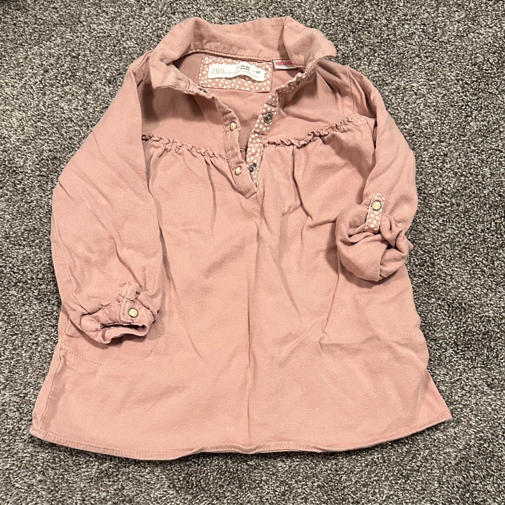 Zara Dusty Pink Button-Up Blouse